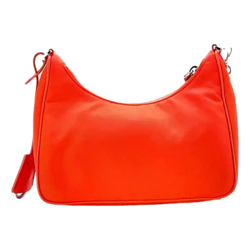 Prada Re-Edition 2005 Arancio Orange Nylon Saffiano Leather Shoulder Bag Orange Polyamide Never worn - Back View