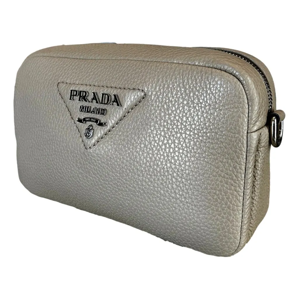 Prada Vitello Daino Leather Sabbia Beige Web Strap Camera Crossbody Beige Leather Never worn - Back View