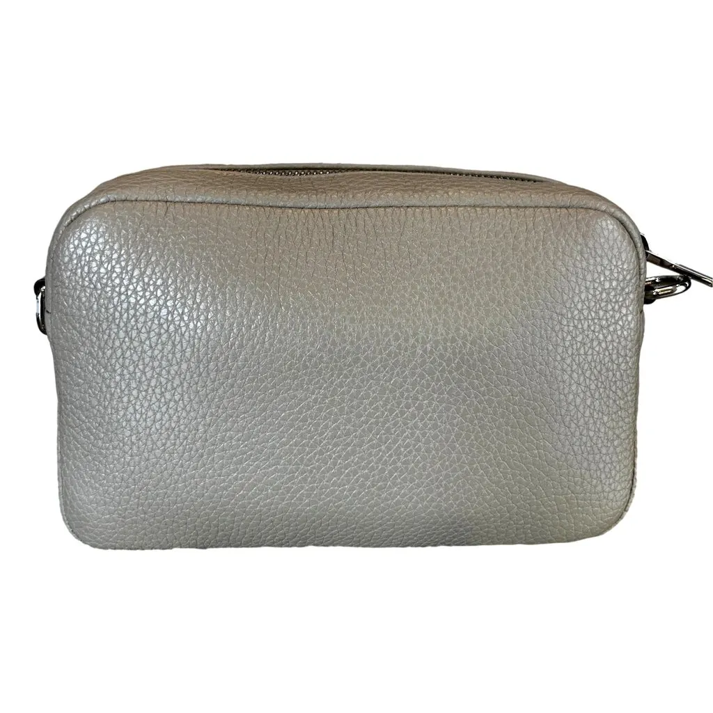 Prada Vitello Daino Leather Sabbia Beige Web Strap Camera Crossbody Beige Leather Never worn - Model View