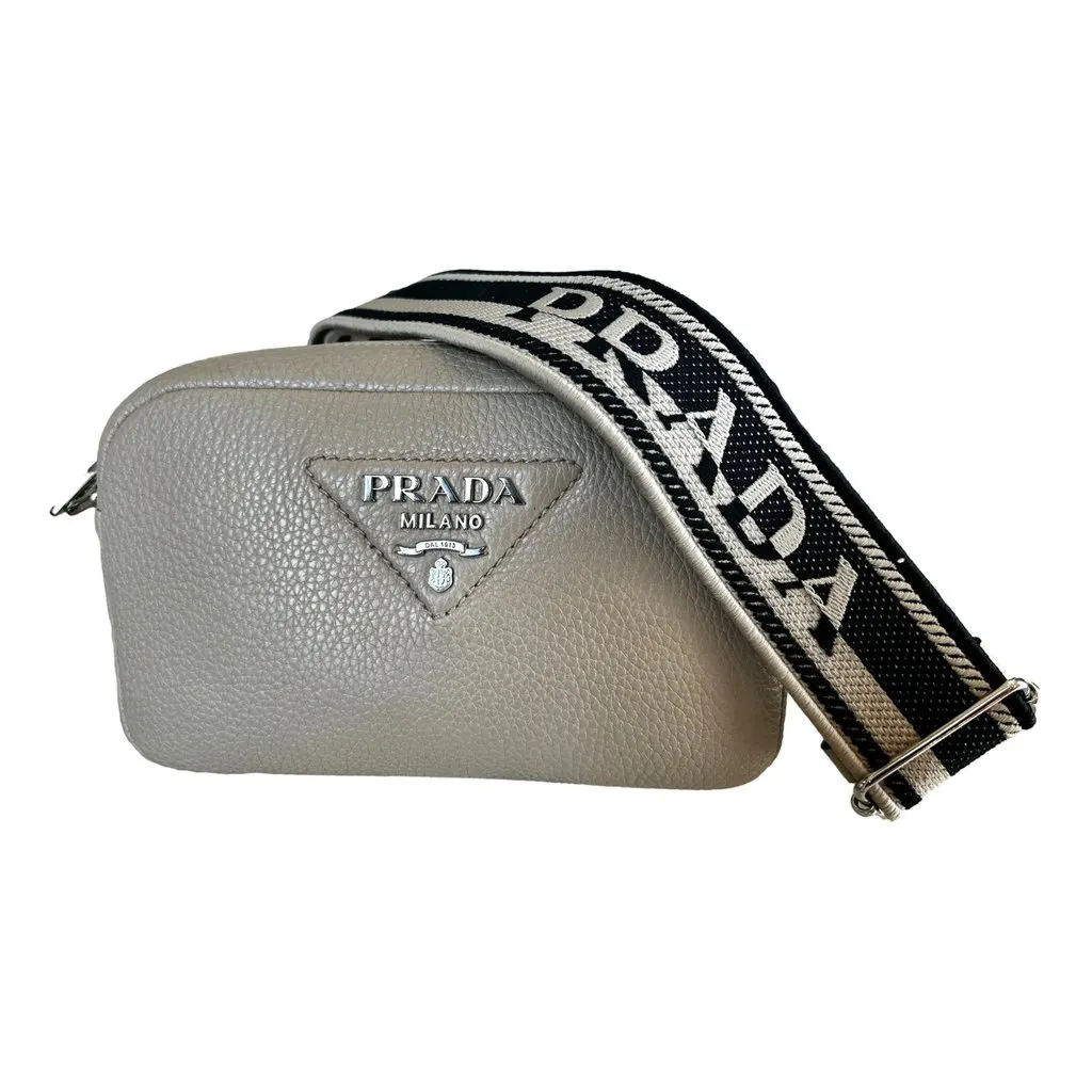 Prada Vitello Daino Leather Sabbia Beige Web Strap Camera Crossbody Beige Leather Never worn - Box View