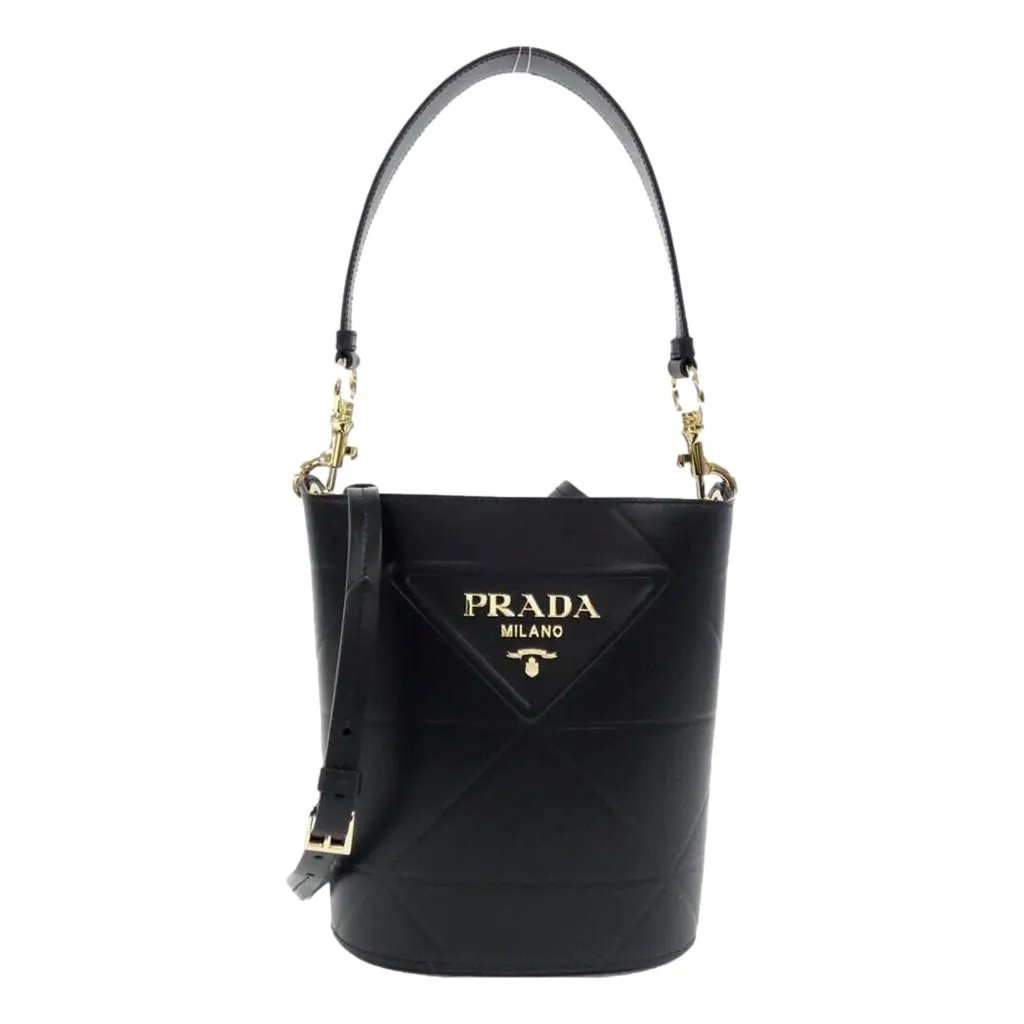 Prada Soft Calf Leather Bucket Crossbody Handbag Nero Black MultiColor Leather Never worn - Front View