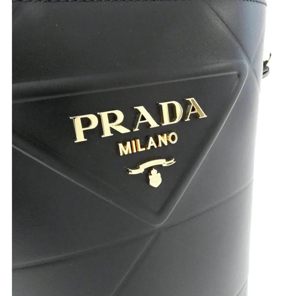 Prada Soft Calf Leather Bucket Crossbody Handbag Nero Black MultiColor Leather Never worn - Box View