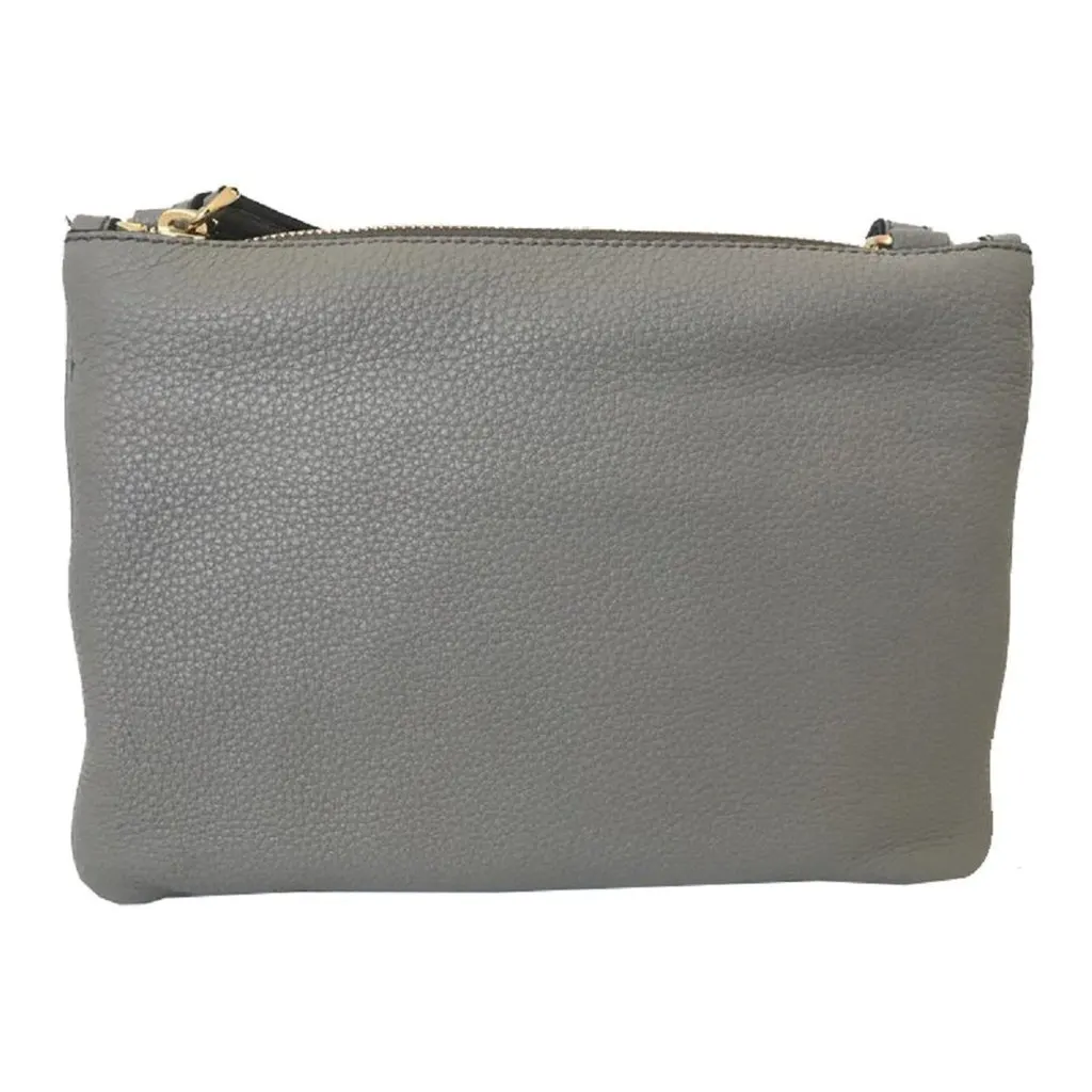 Prada Vitello Phenix Argilla Gray Leather Logo Plaque Crossbody Bag Grey Leather Never worn - Box View