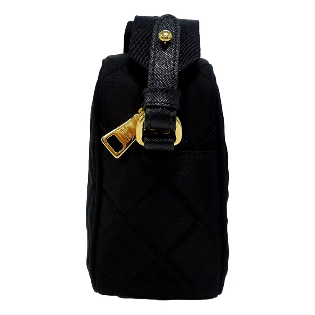 Prada Prada Tessuto Black Quilted Nylon Triangle Logo Camera Crossbody Bag Black Never worn - Box View