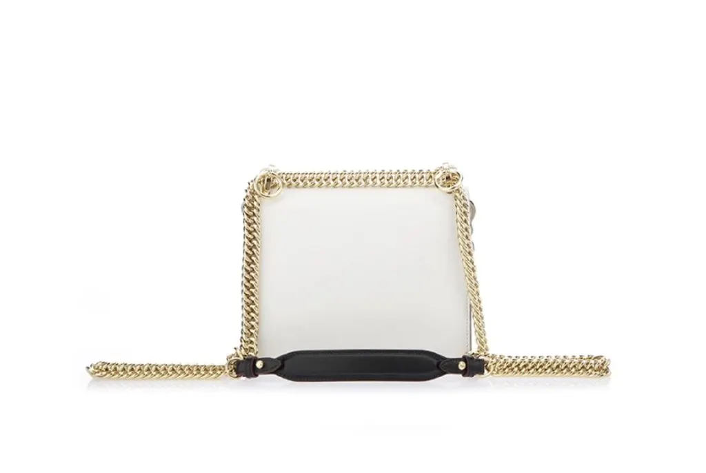 Fendi Kan I Floral Calfskin Leather Chain Bag White Multicolor White Leather Never worn - Box View