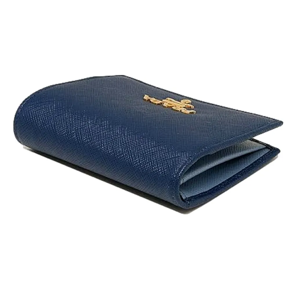 Prada Womens Saffiano Multi-Color Folding Wallet Bluette Blue and Astrale Blue Leather Never worn - Back View
