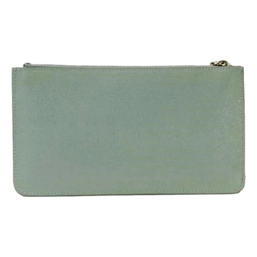 Fendi Monster Zip Pouch Clutch Cosmetic Bag Travel Purple Blue Leather Blue Leather Never worn - Box View