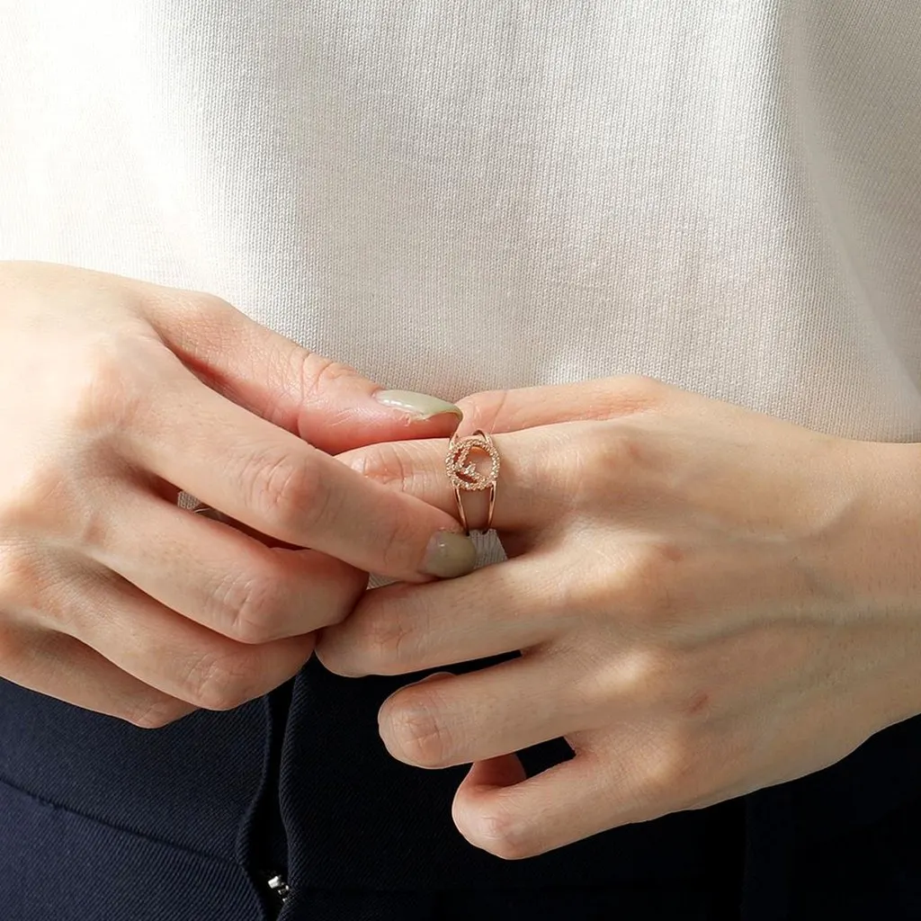 Fendi F is Fendi Circle Logo Crystal Ring Rose Gold Metal Size Medium Gold Never worn - Box View