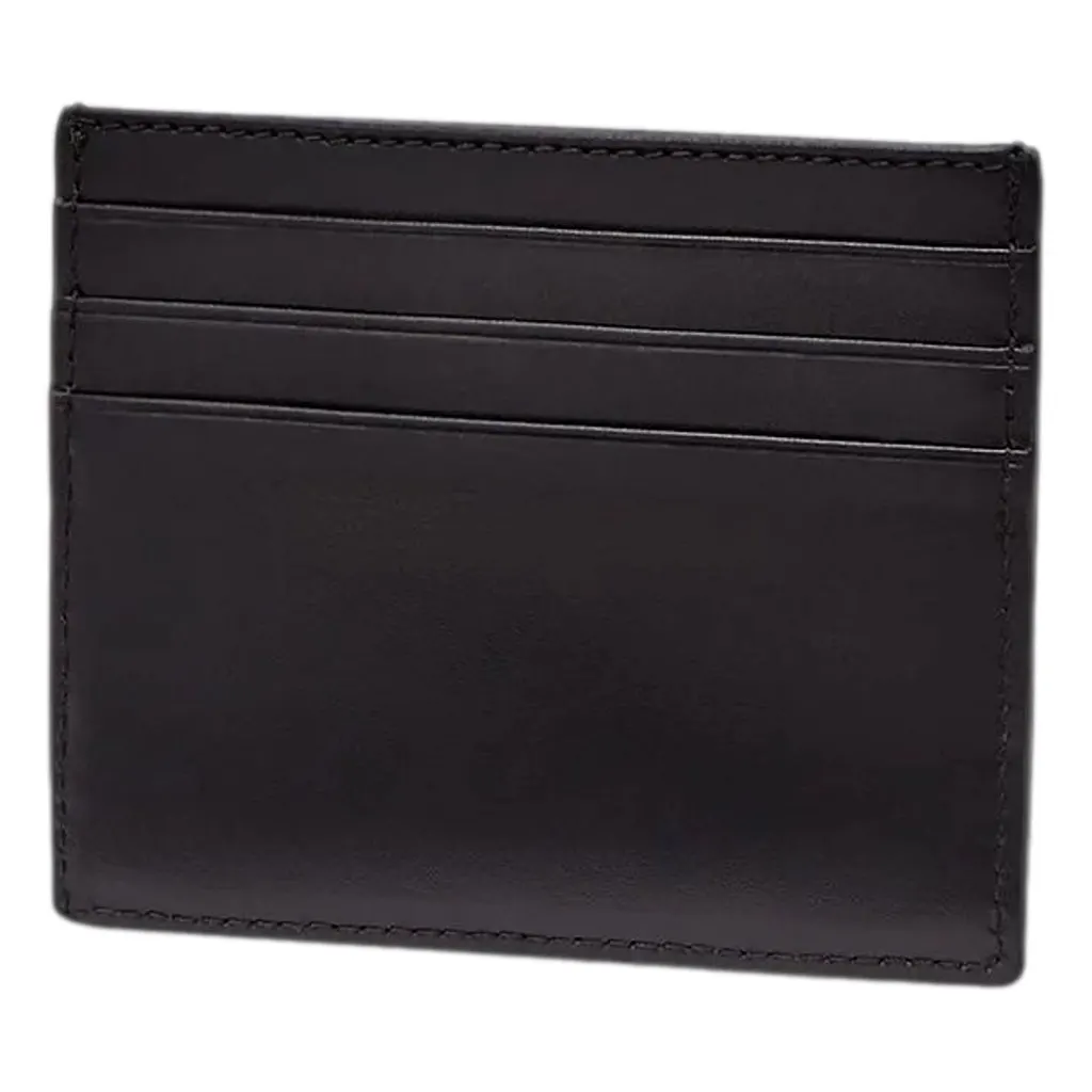 Fendi Roma Black Calfskin Leather Embossed Logo Card Case Wallet Black Leather Never worn - Back View