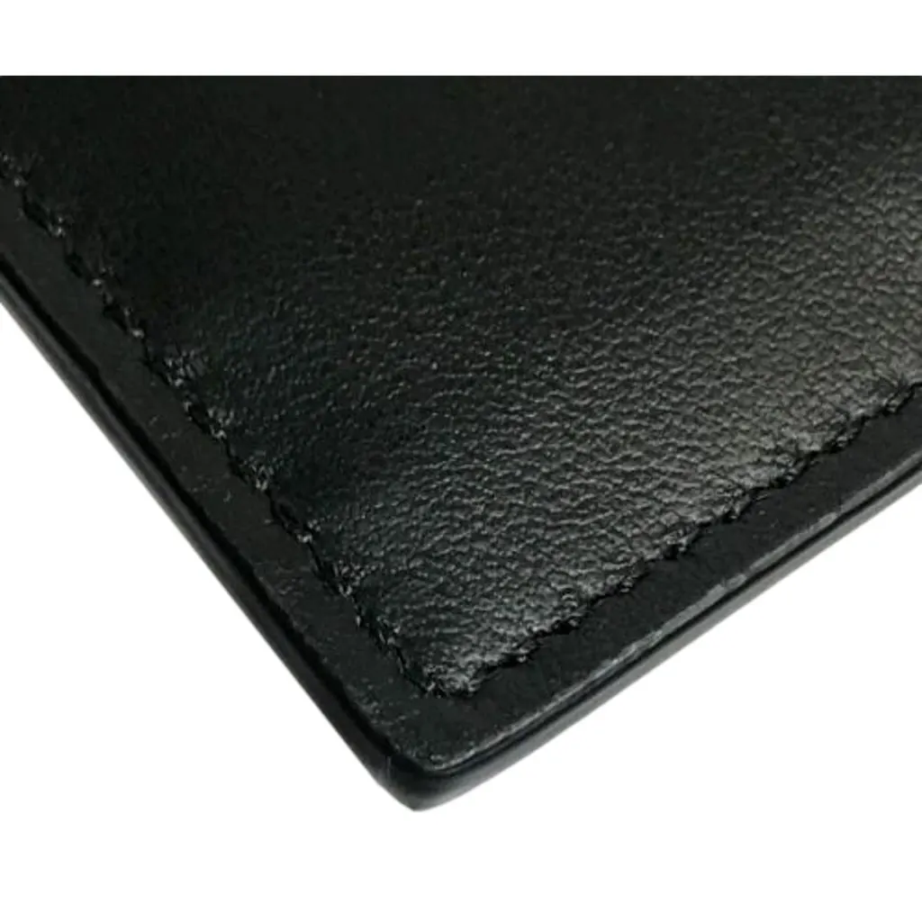 Fendi Roma Black Calfskin Leather Embossed Logo Card Case Wallet Black Leather Never worn - Box View