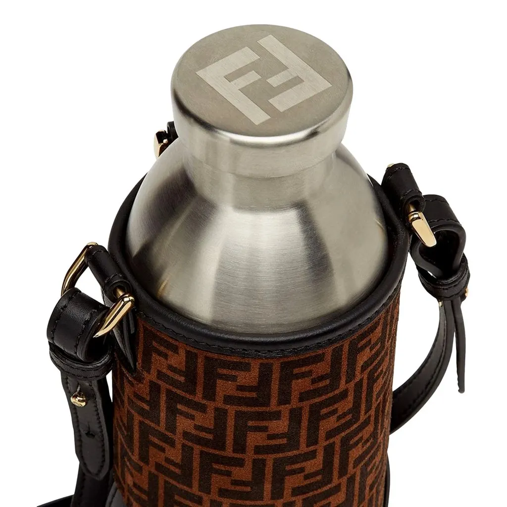 Fendi Fendi x 24 Bottles FF Print Suede Bottle Holder Crossbody 2 Piece Set Brown Suede Never worn - Inside View