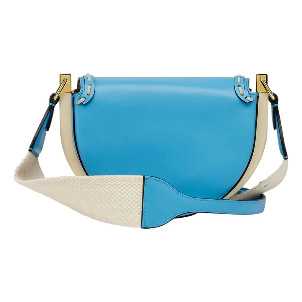 Fendi Moonlight Satchel Crossbody Cyber Blue Leather FF Logo Bag Blue Leather Never worn - Back View