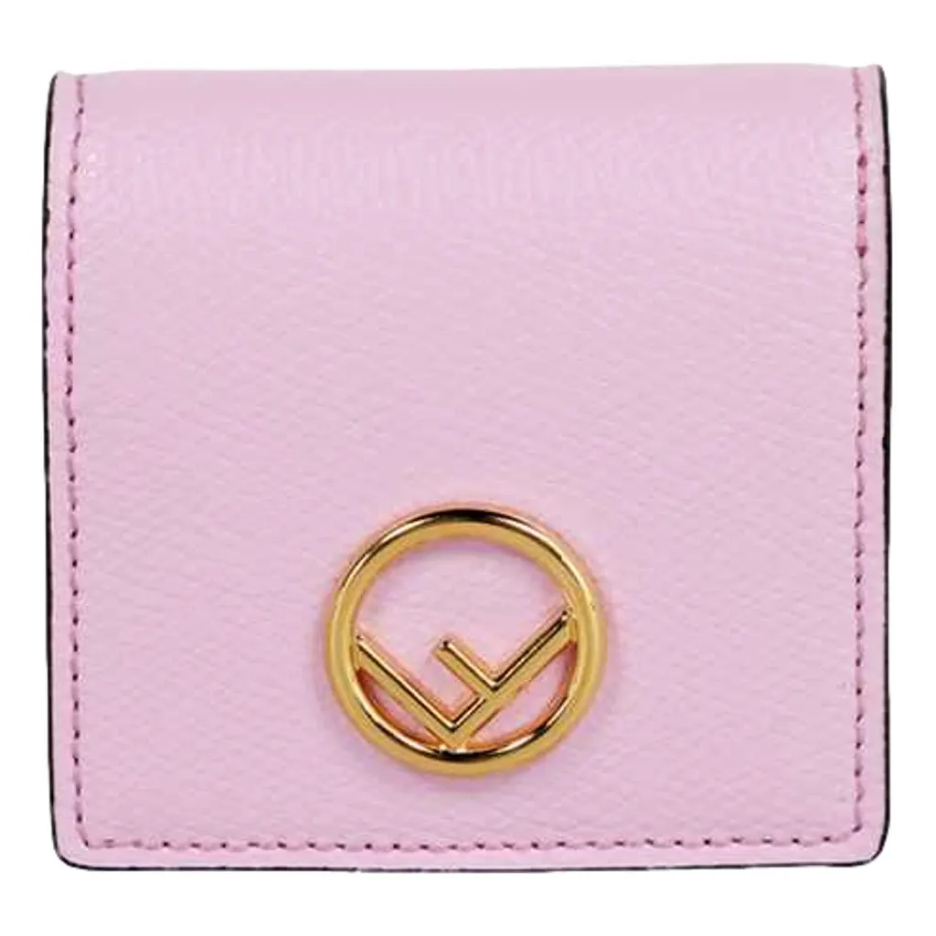 Fendi Calf Leather F Logo Lavanda Pink Leather Snap Coin Purse MultiColor Leather Never worn - Front View