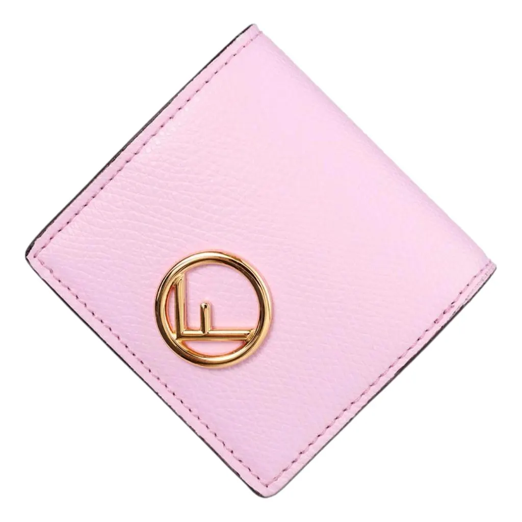 Fendi Calf Leather F Logo Lavanda Pink Leather Snap Coin Purse MultiColor Leather Never worn - Back View