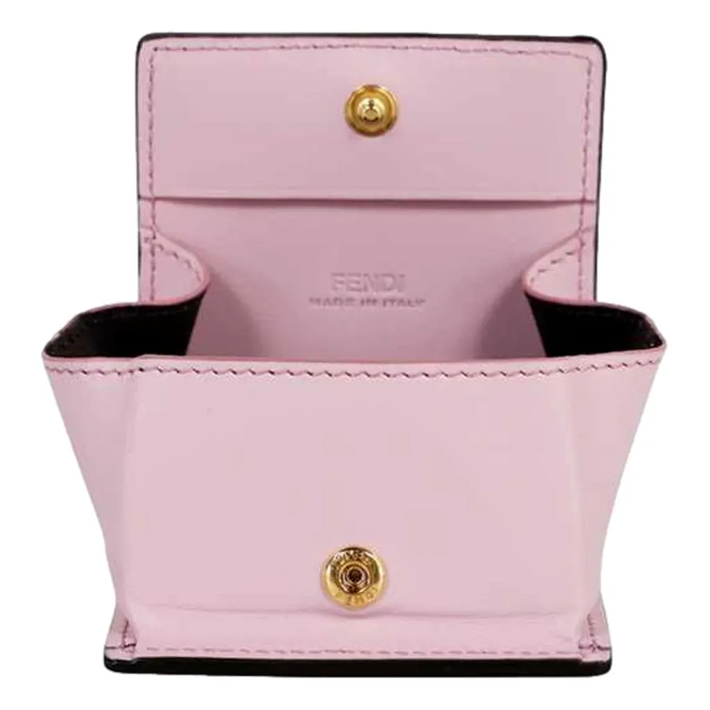 Fendi Calf Leather F Logo Lavanda Pink Leather Snap Coin Purse MultiColor Leather Never worn - Model View