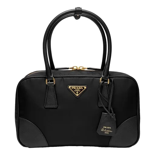 Prada Re-Edition 1978 Medium Re-Nylon and Saffiano Leather Two-Handle Bag Black
