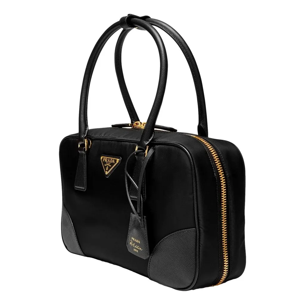Prada Prada Re-Edition 1978 Medium Re-Nylon and Saffiano Leather Two-Handle Bag Black Black Leather Never worn - Inside View