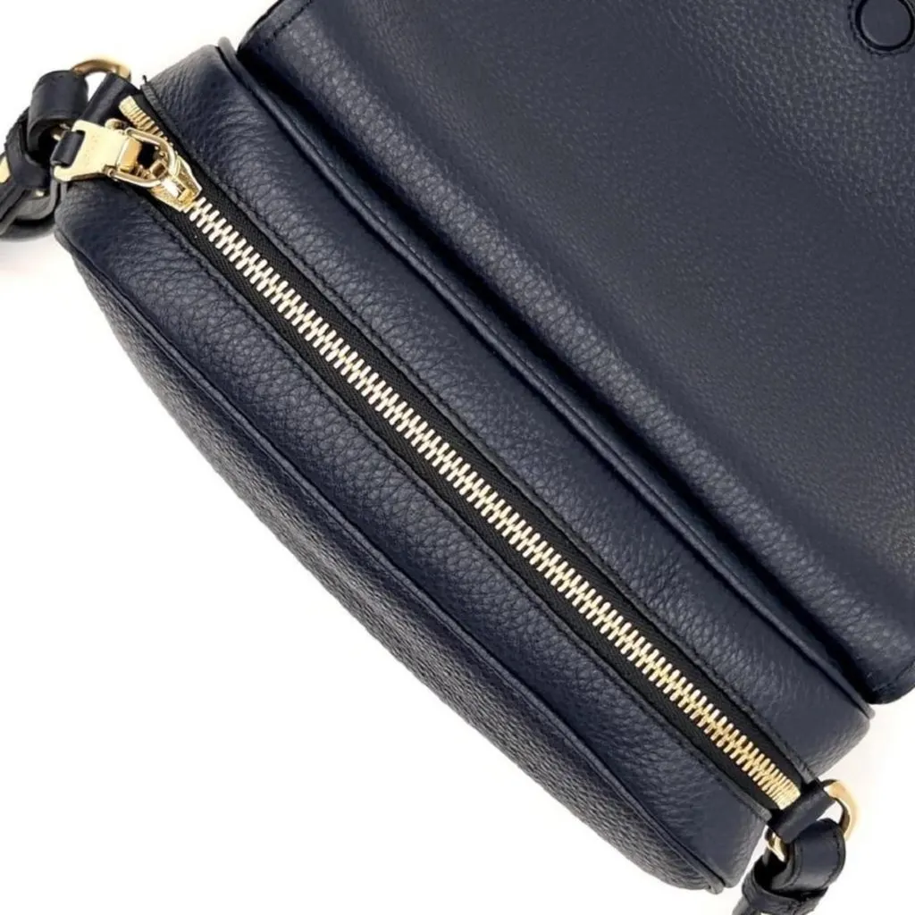 Prada Vitello Phenix Baltico Blue Leather Flap Medium Crossbody Bag Blue Leather Never worn - Model View