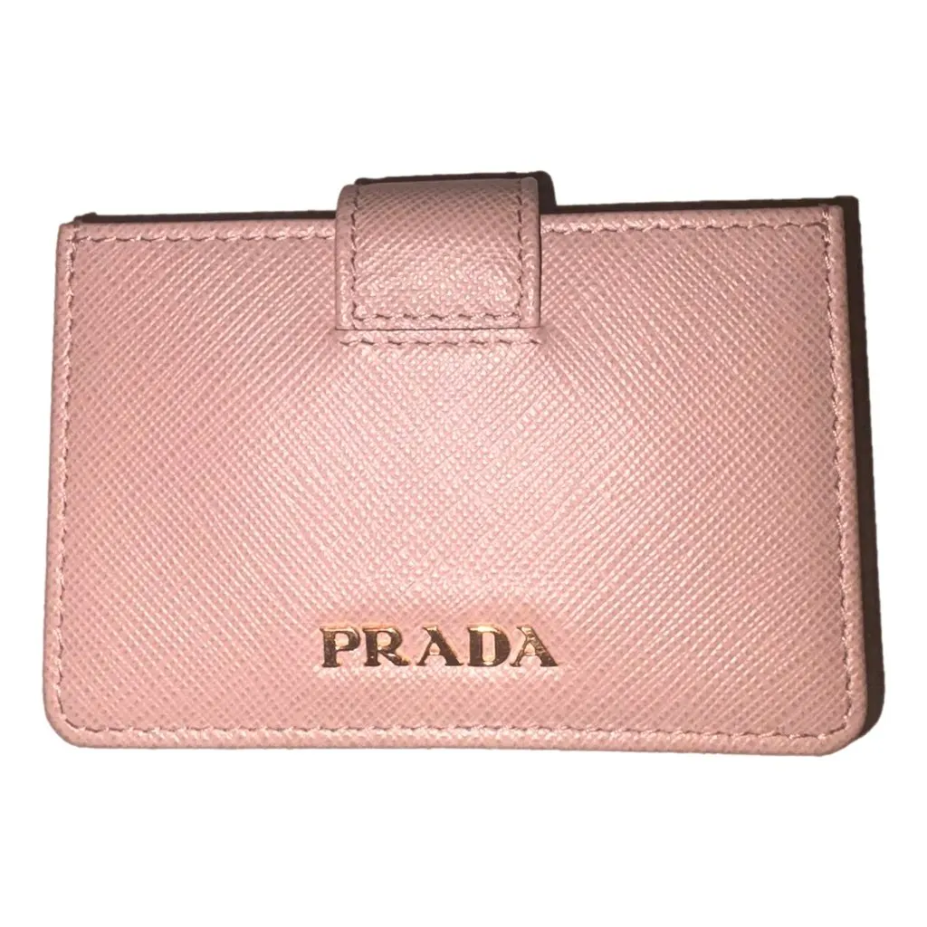 Prada Saffiano Leather Cipria Beige Accordion Card Case Wallet Beige Leather Never worn - Front View