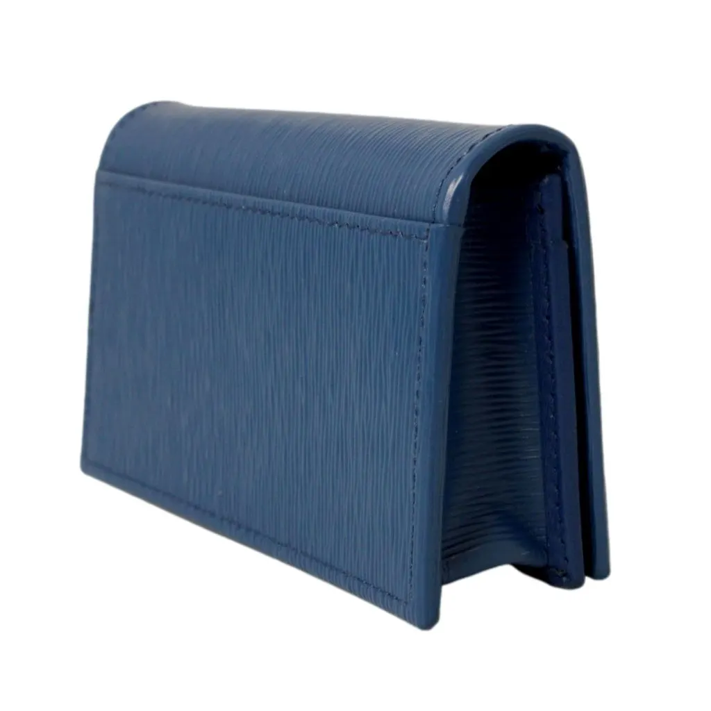 Prada Blue Vitello Move Leather Triangle Logo Card Case Wallet Black Leather Never worn - Box View