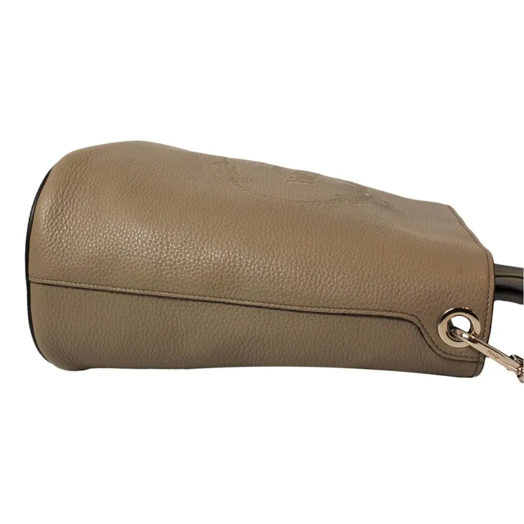 Prada Vitello Phenix Grey Leather Stripe Strap Bucket Bag Crossbody Brown Leather Never worn - Model View