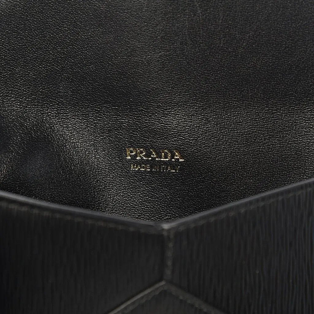 Prada Black Vitello Move Leather Long Envelope Wallet Black Leather Never worn - Model View