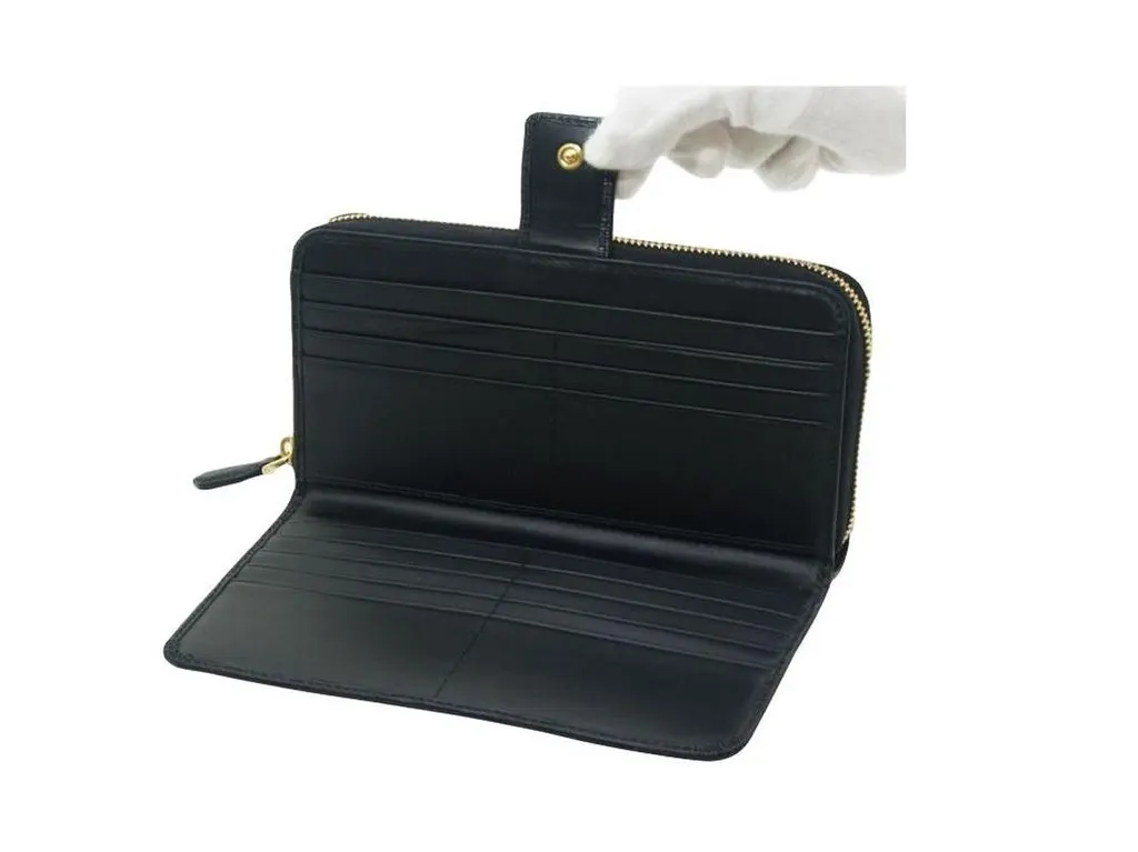 Prada Prada Black Vitello Move Leather Full Zip Continental Snap Closure Wallet Black Leather Never worn - Back View