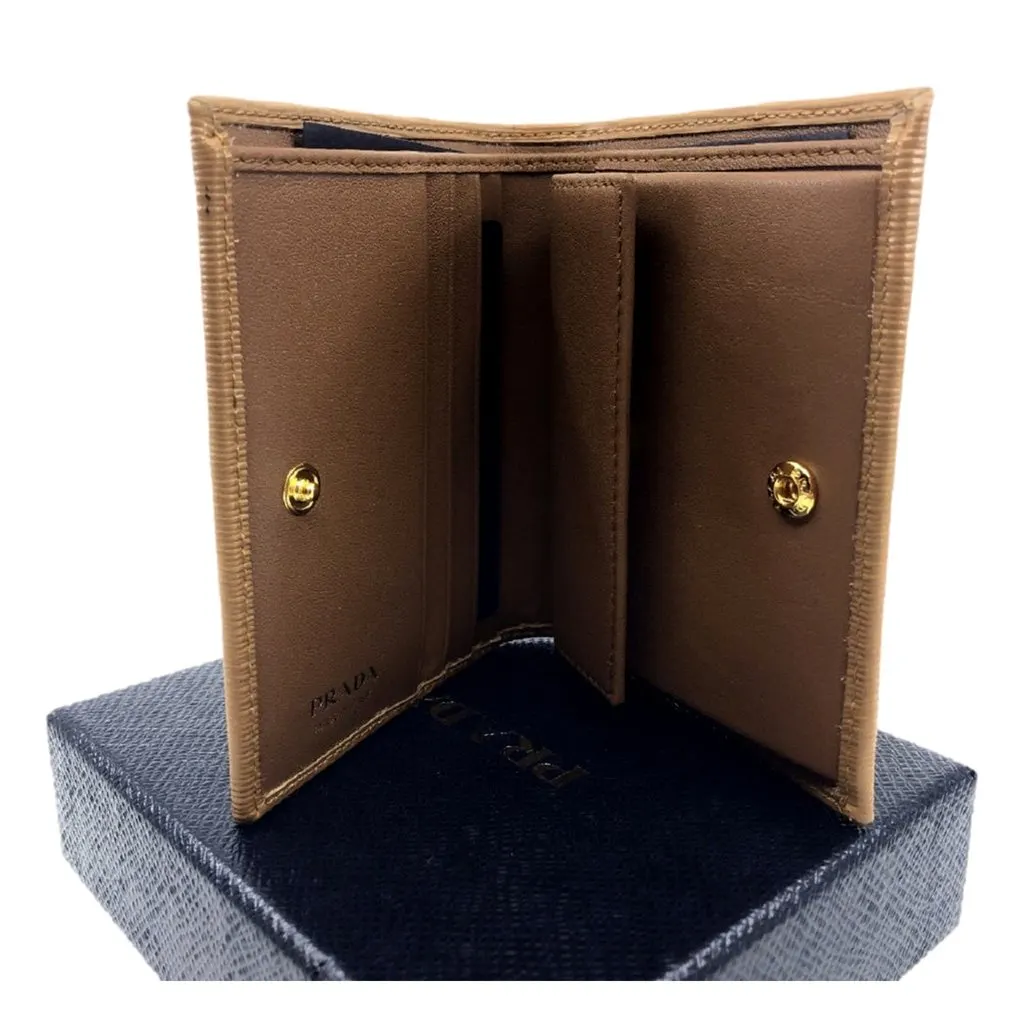 Prada Vitello Move Cipria Beige Leather Bifold Snap Wallet Beige Leather Never worn - Back View