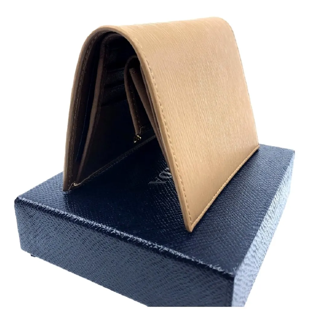 Prada Vitello Move Cipria Beige Leather Bifold Snap Wallet Beige Leather Never worn - Box View