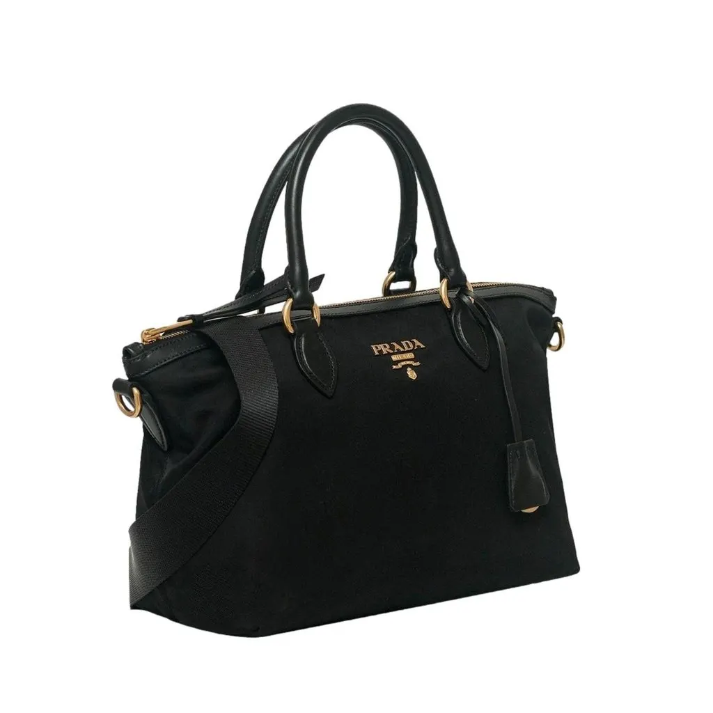 Prada Tessuto Nylon Black Leather Clochette Crossbody Tote Bag Black Never worn - Inside View