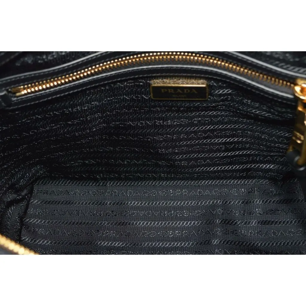 Prada Tessuto Nylon Black Leather Clochette Crossbody Tote Bag Black Never worn - Box View