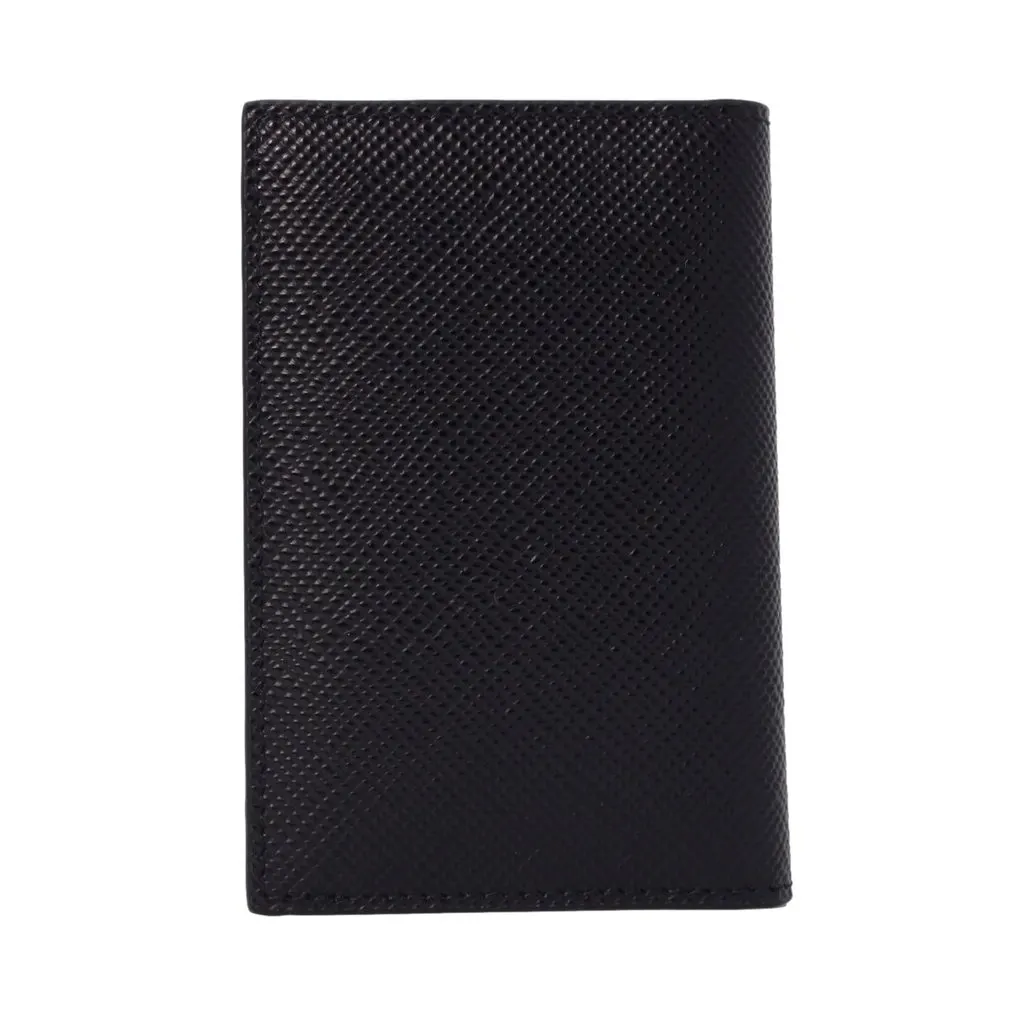 Prada Black Saffiano Leather Vertical Logo Card Holder Black Leather Never worn - Back View