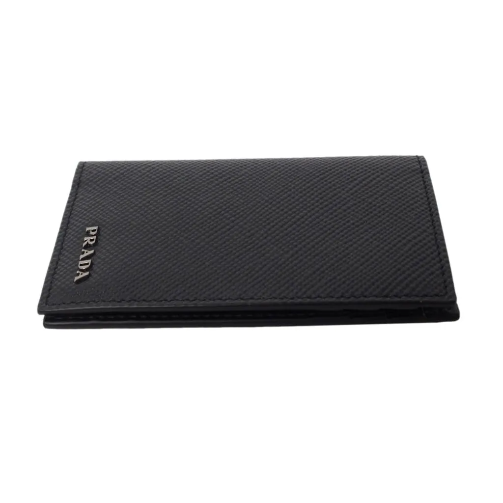 Prada Black Saffiano Leather Vertical Logo Card Holder Black Leather Never worn - Box View