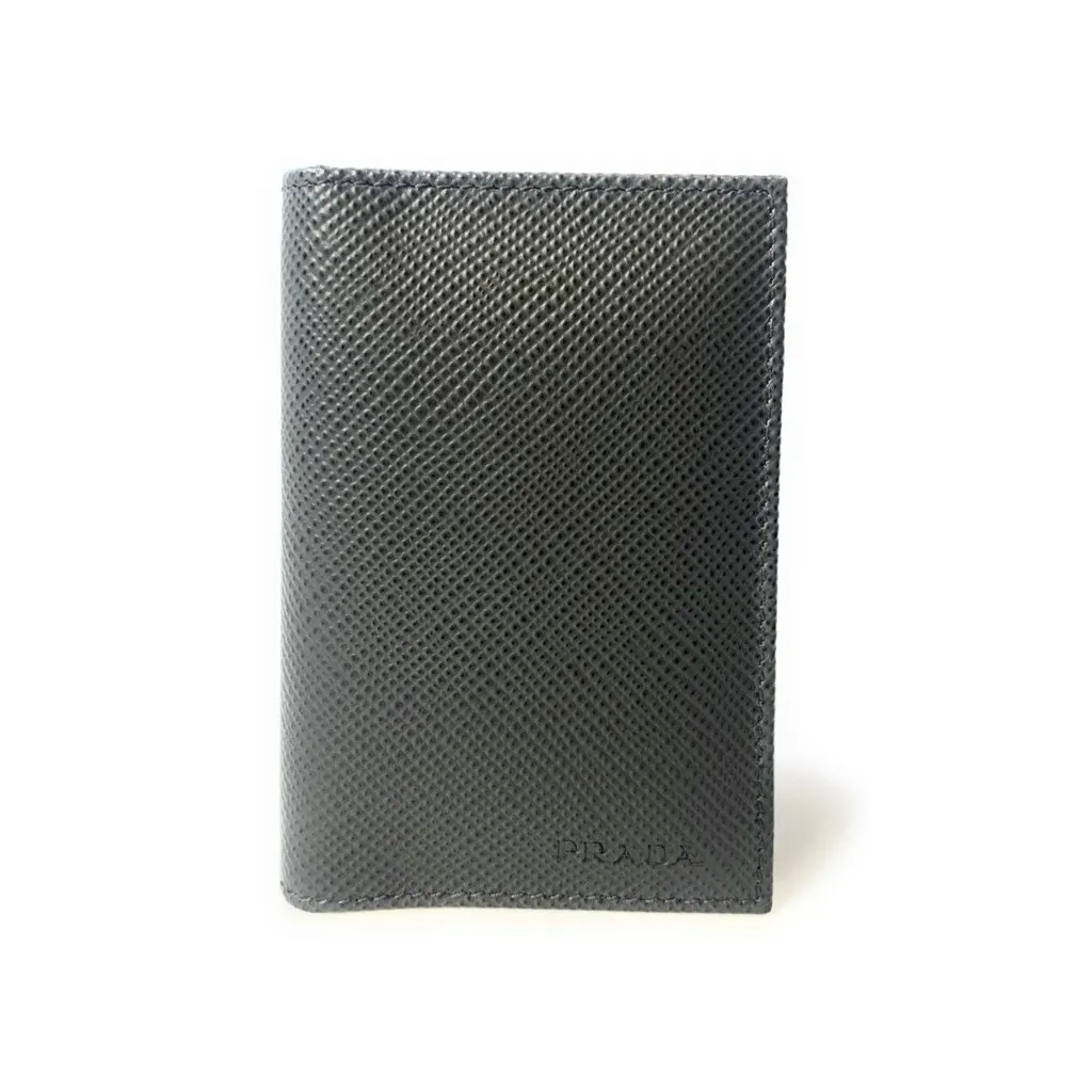 Prada Mens Saffiano Leather Vertical Card Black Holder Bifold Wallet MultiColor Leather Never worn - Front View