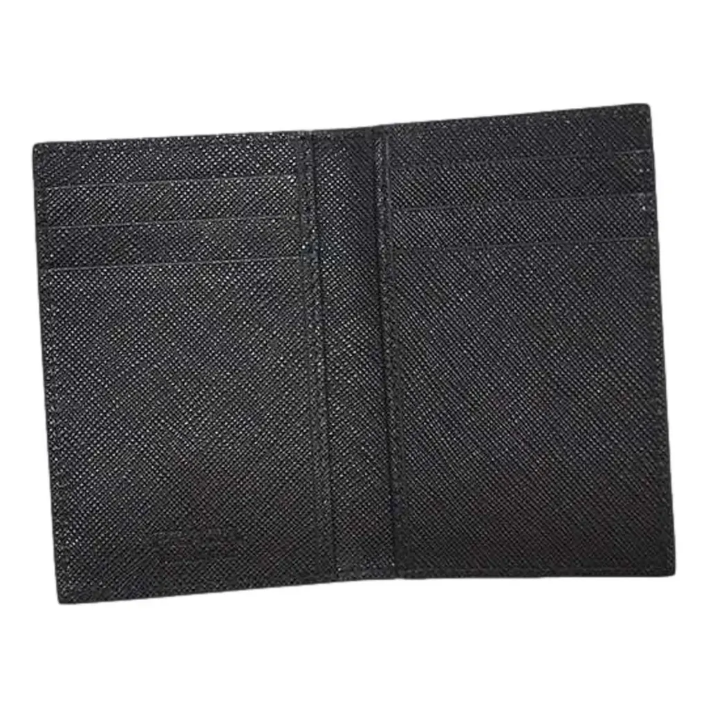 Prada Mens Saffiano Leather Vertical Card Black Holder Bifold Wallet MultiColor Leather Never worn - Model View