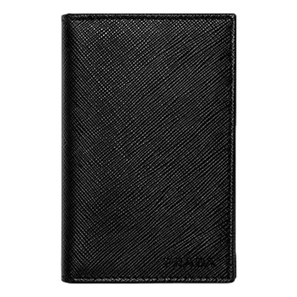 Prada Mens Saffiano Leather Vertical Card Black Holder Bifold Wallet MultiColor Leather Never worn - Box View
