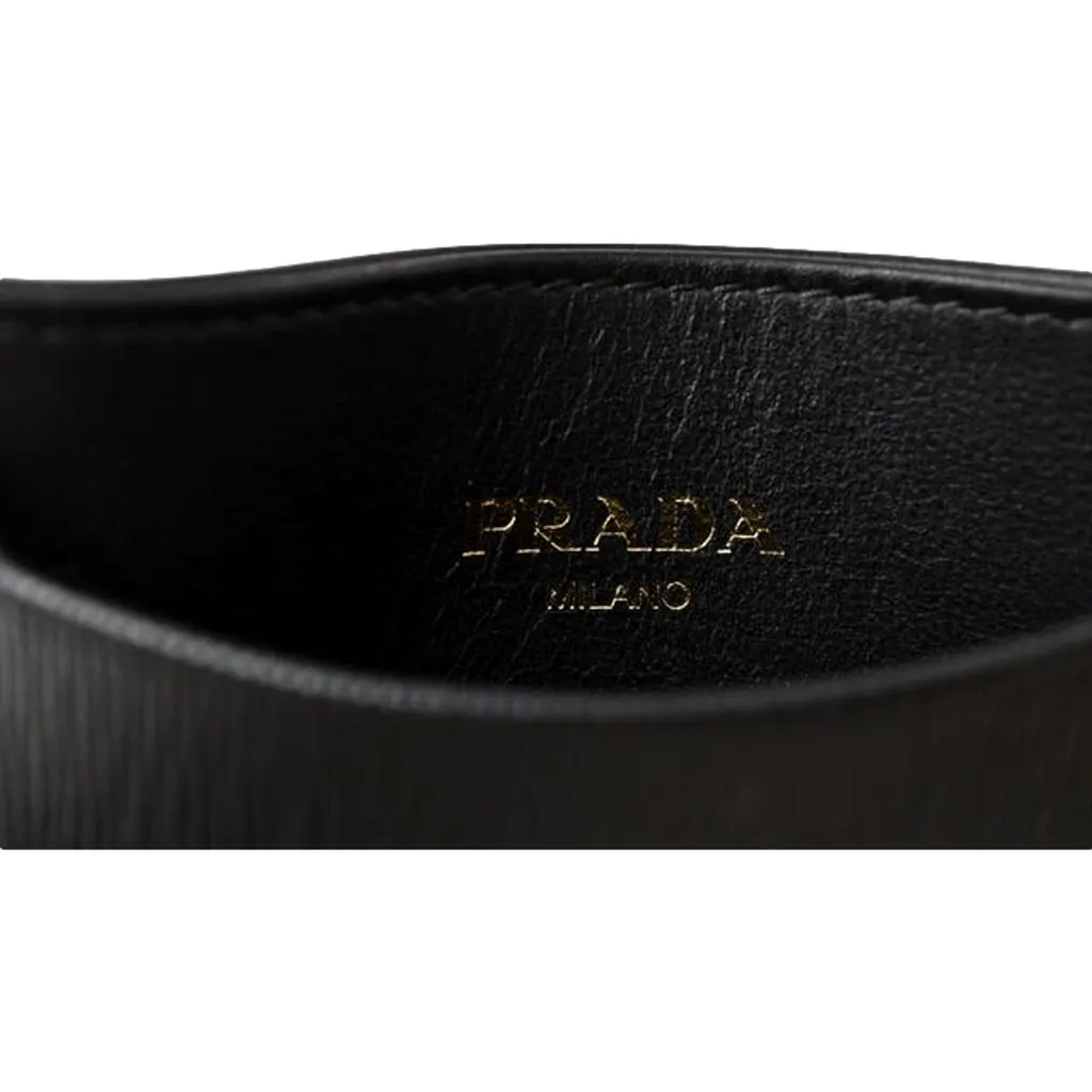 Prada Vitello Move Black Gold Leather Small Card Holder Case Wallet MultiColor Leather Never worn - Inside View