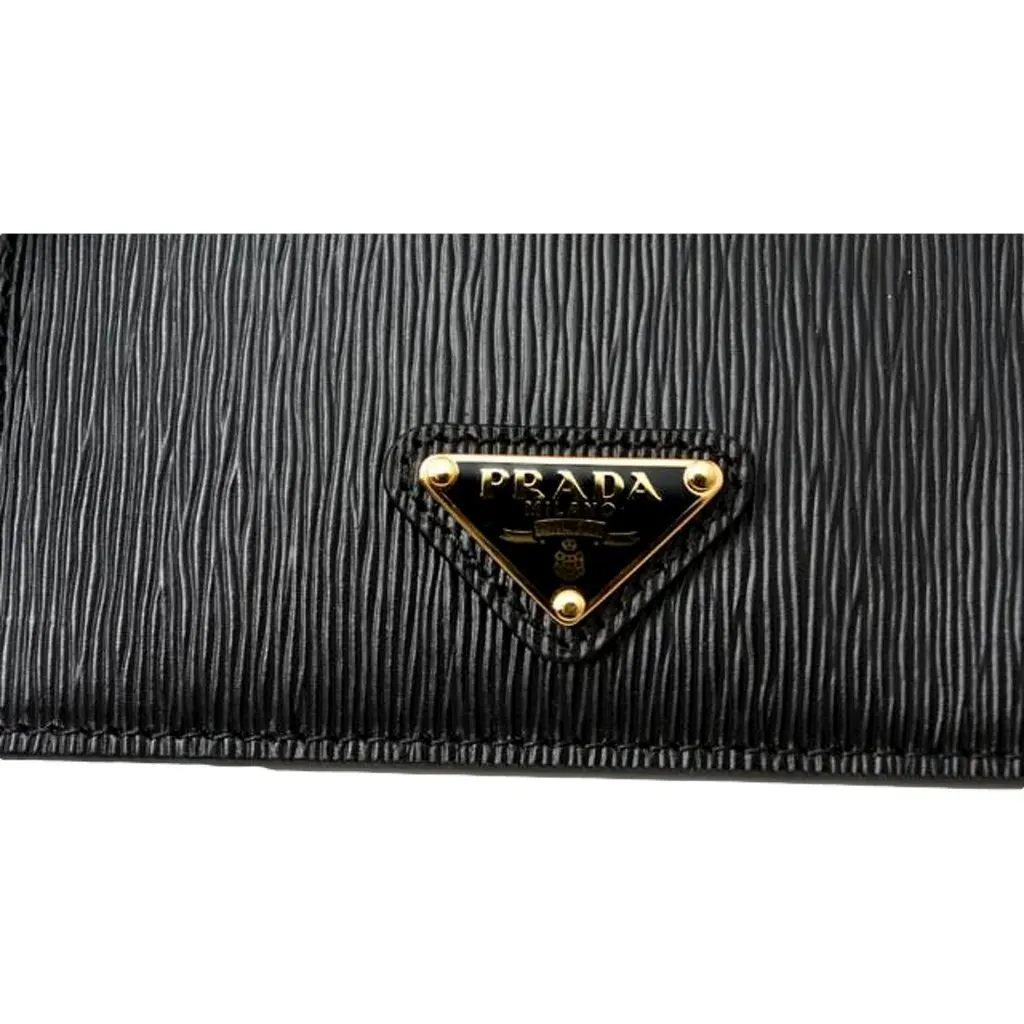 Prada Vitello Move Black Gold Leather Small Card Holder Case Wallet MultiColor Leather Never worn - Box View