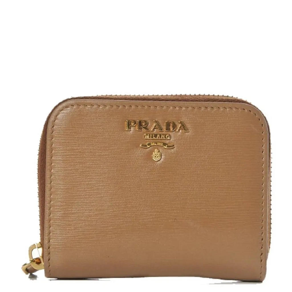 Prada Vitello Move Cipria Beige Leather Zip Around Wallet Beige Leather Never worn - Front View