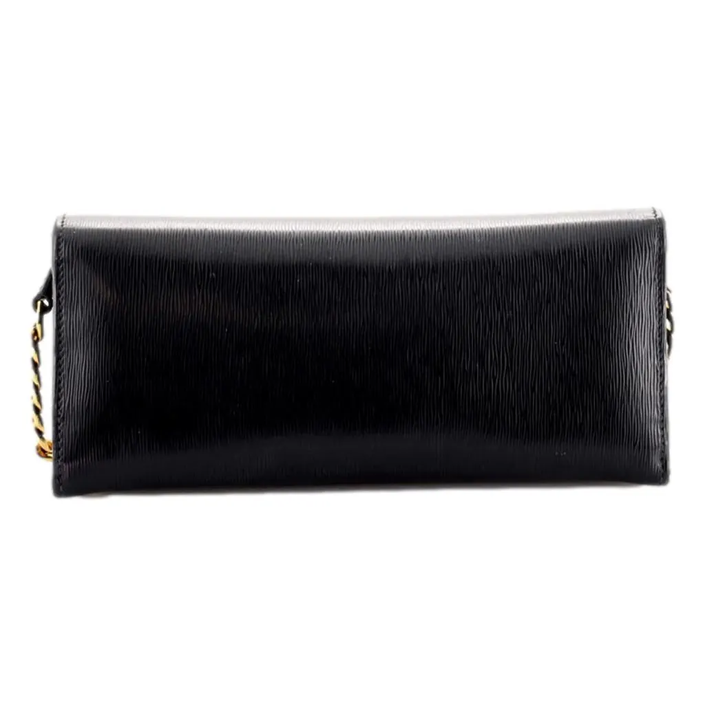 Prada Black Vitello Move Leather Chain Crossbody Wallet Clutch Black Leather Never worn - Back View