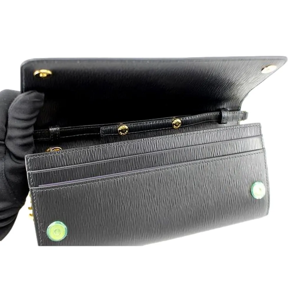 Prada Black Vitello Move Leather Chain Crossbody Wallet Clutch Black Leather Never worn - Box View