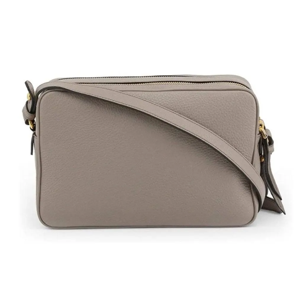 Prada Argilla Grey Vitello Phenix Leather Double Zip Cross Body Bag Grey Leather Never worn - Box View