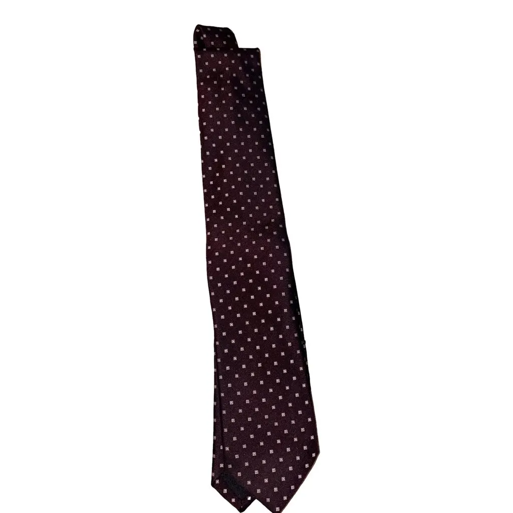 Prada Neck Tie Bordeaux Red Silk Geometric Pattern