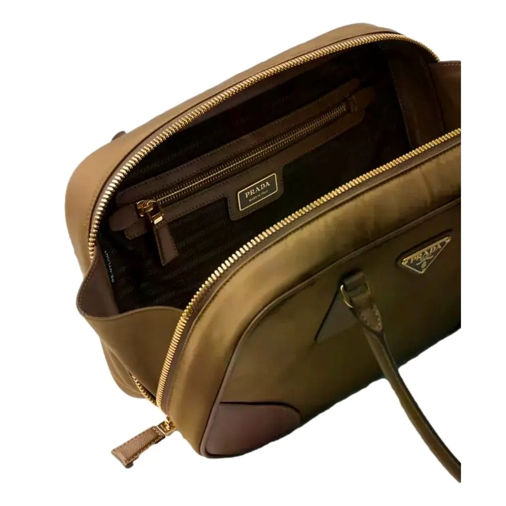 Prada Prada Re-Edition 1978 Medium Re-Nylon and Saffiano Leather Two-Handle Bag Cork Beige Beige Never worn - Model View