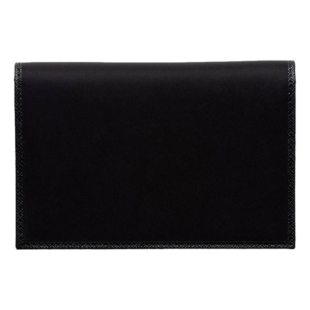 Prada Re-Nylon Tessuto Black Saffiano Passport Holder Triangle Logo Black Leather Never worn - Model View