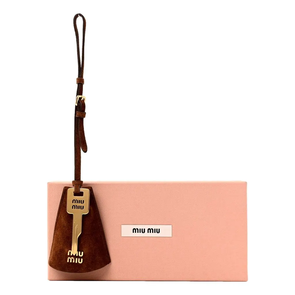 Miu Miu Suede Leather Trick in Cognac Bag Charm Brown Suede Never worn - Inside View