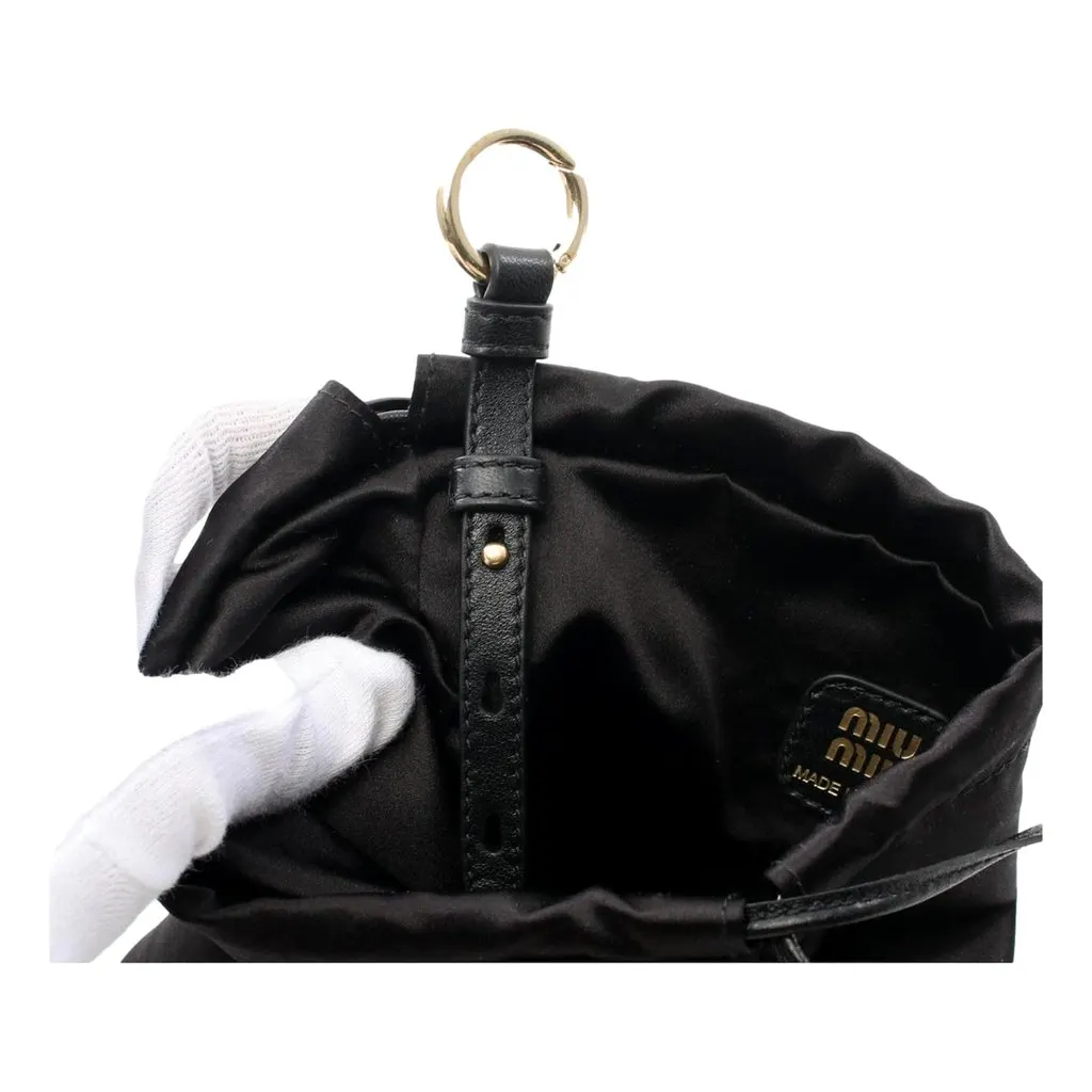 Miu Miu Duchesse Satin Mini Pouch Bag in Black Black Satin Never worn - Inside View