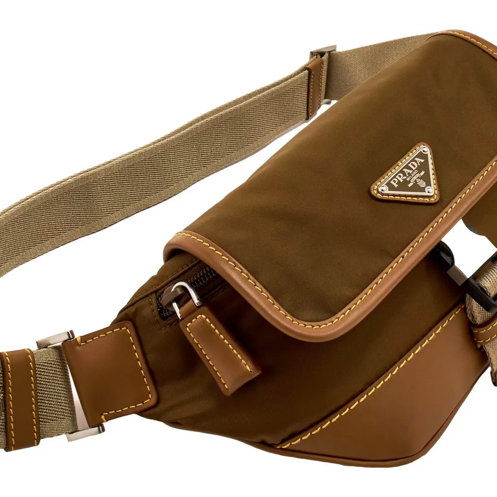 Prada Brown Nylon Leather Trim Belt Bag Waist Bag Brown Never worn - Back View