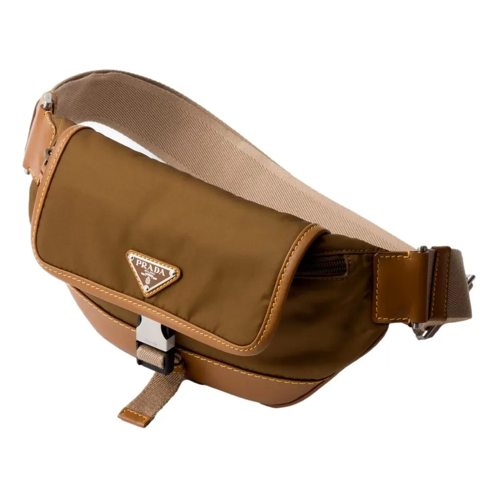 Prada Brown Nylon Leather Trim Belt Bag Waist Bag Brown Never worn - Inside View