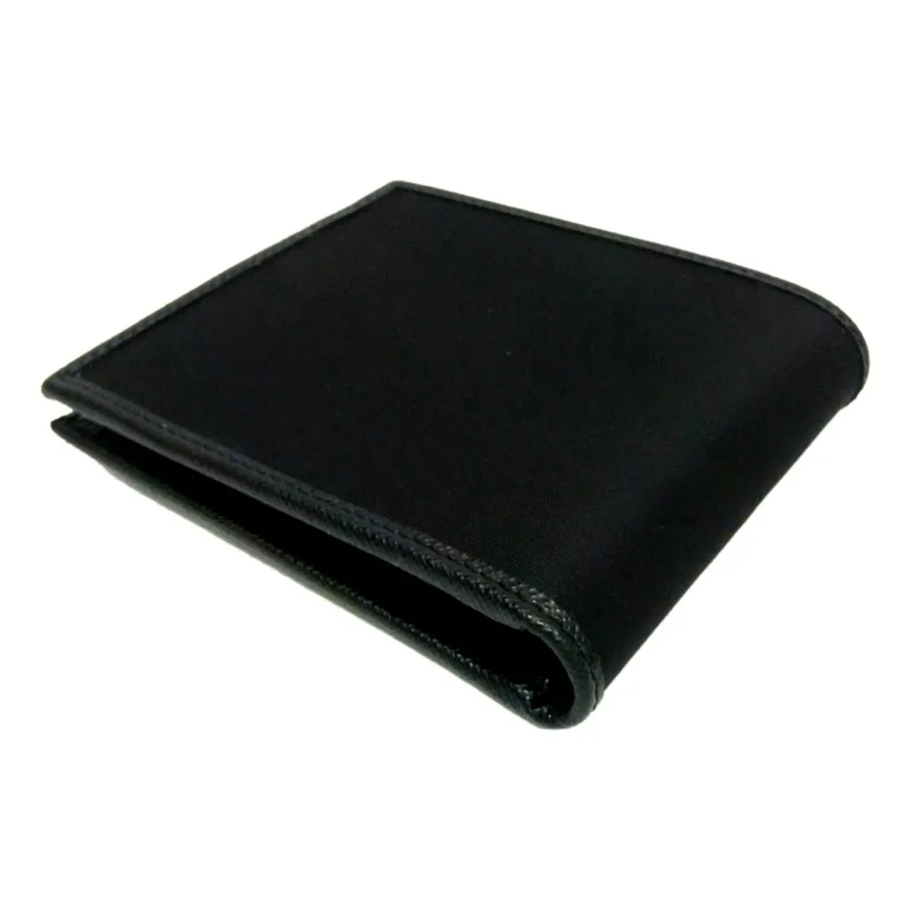 Prada Tessuto Nylon Saffiano Leather Bifold Wallet with Snap Coin Pouch Black Never worn - Back View